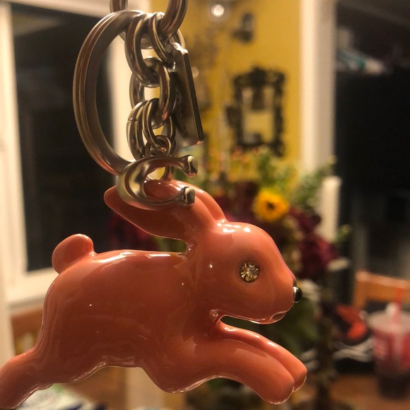 Coach Coral Rabbit Keychain - Picture 3 of 4